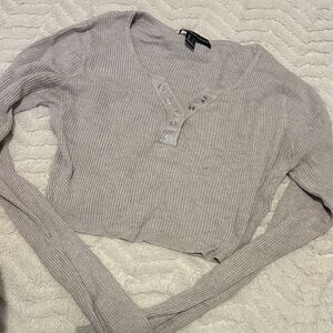 Ribbed Long Sleeve Henley Top